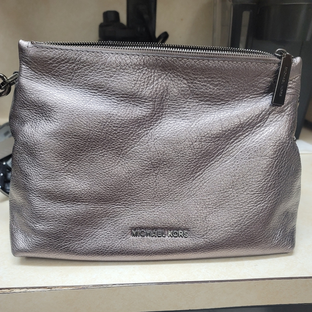 Gunmetal Metallic Michael Kors Shoulder Bag